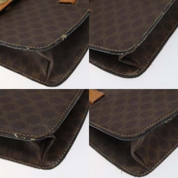 CELINE Macadam Canvas Shoulder Bag Pvc Leather Brown Gold - Picture 10 of 12